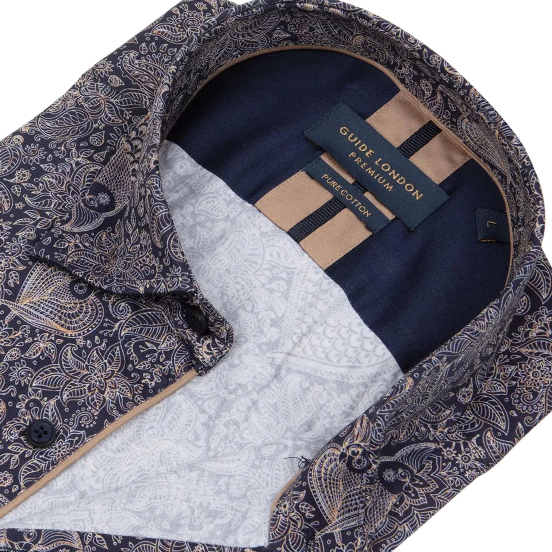 Guide London Stencil Flower Print Long Sleeve Shirt (LS76758)