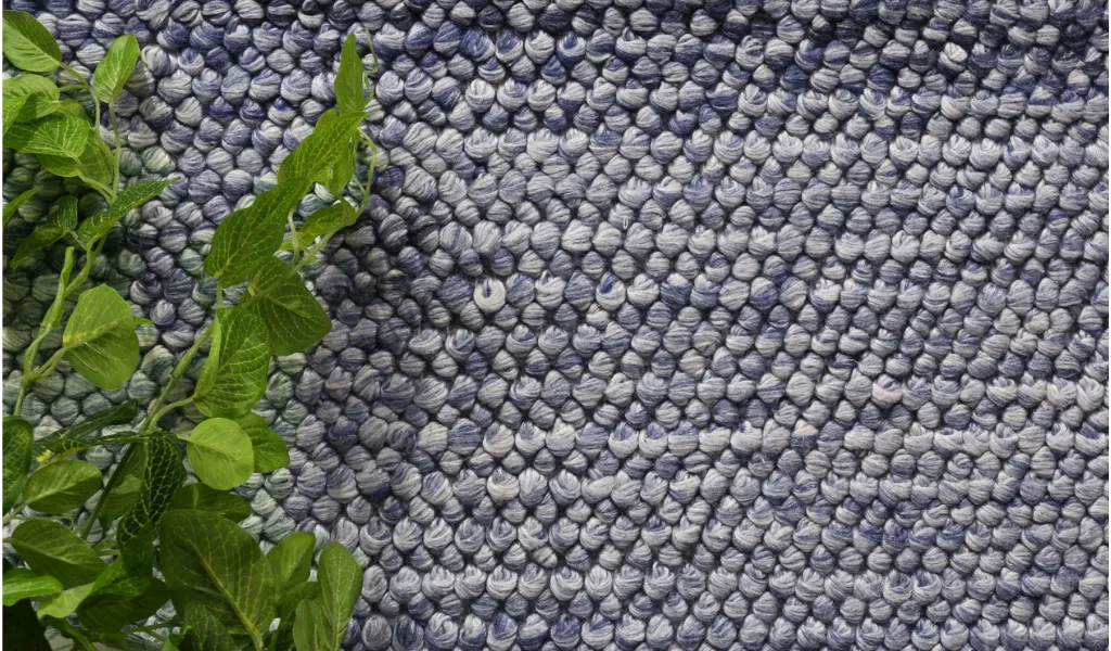 Halo Blue Loop Pattern Wool Blend Rug