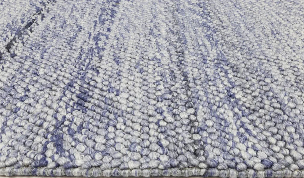 Halo Blue Loop Pattern Wool Blend Rug