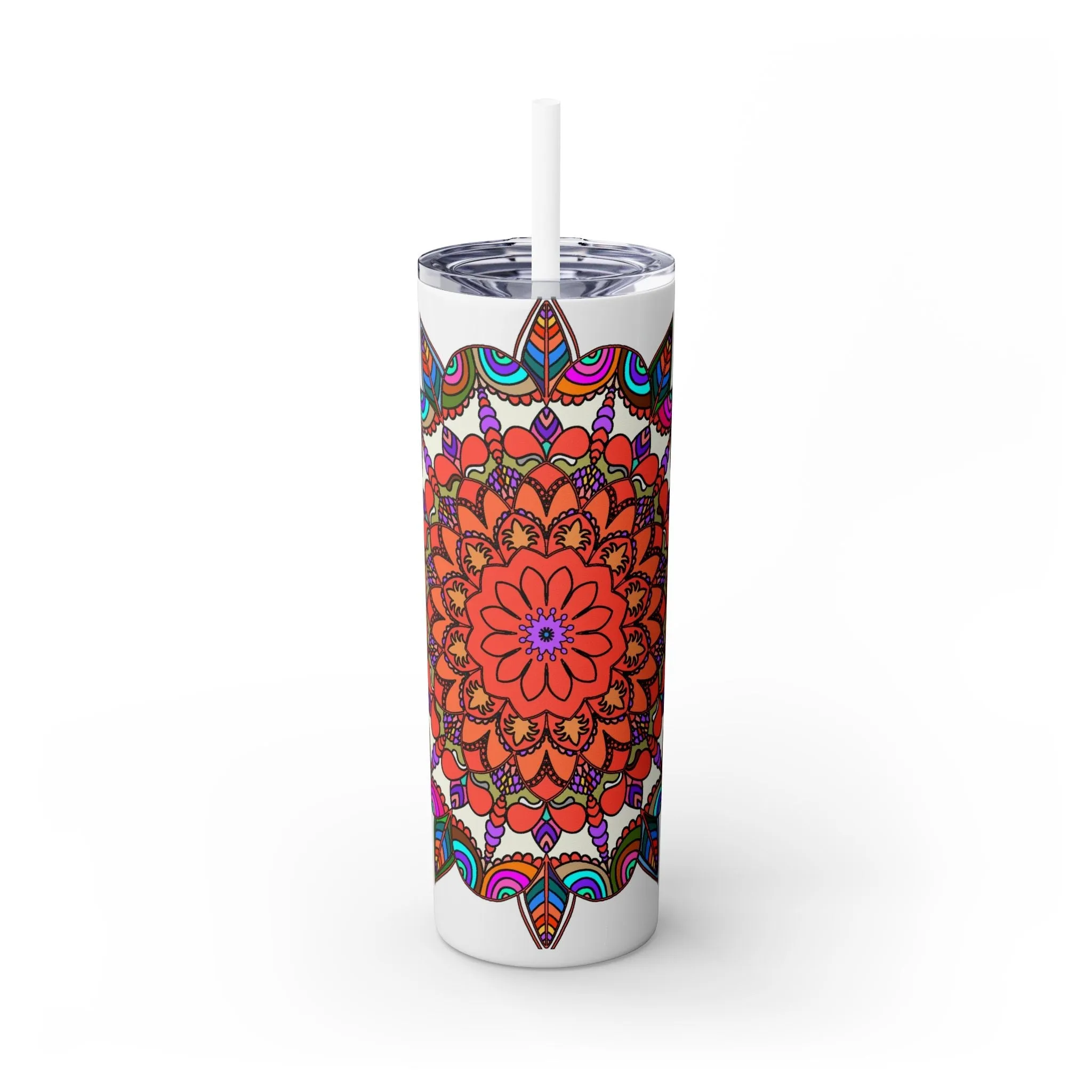 Hand-drawn Mandala Design Skinny Tumbler - Hot/Cold - BPA-Free