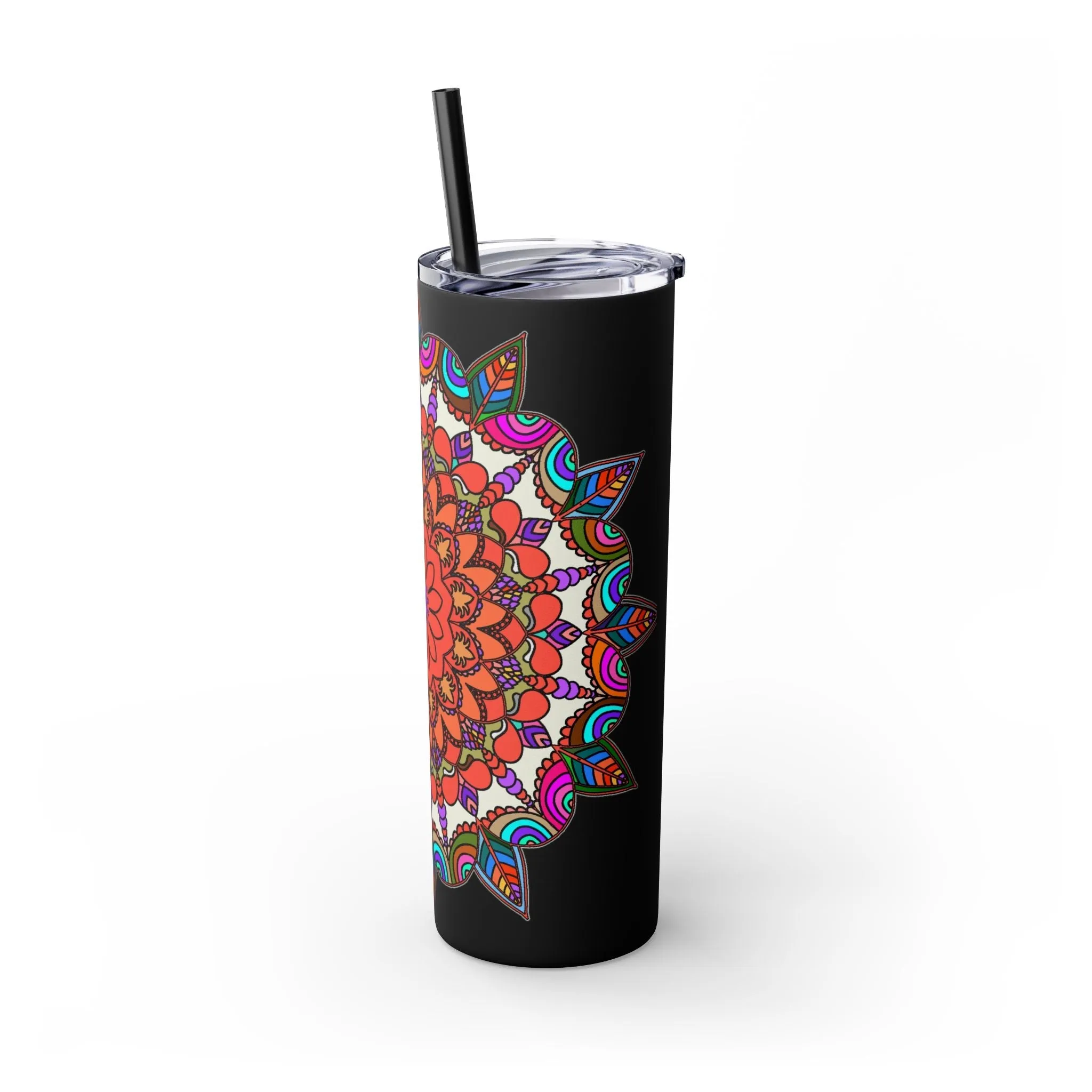 Hand-drawn Mandala Design Skinny Tumbler - Hot/Cold - BPA-Free