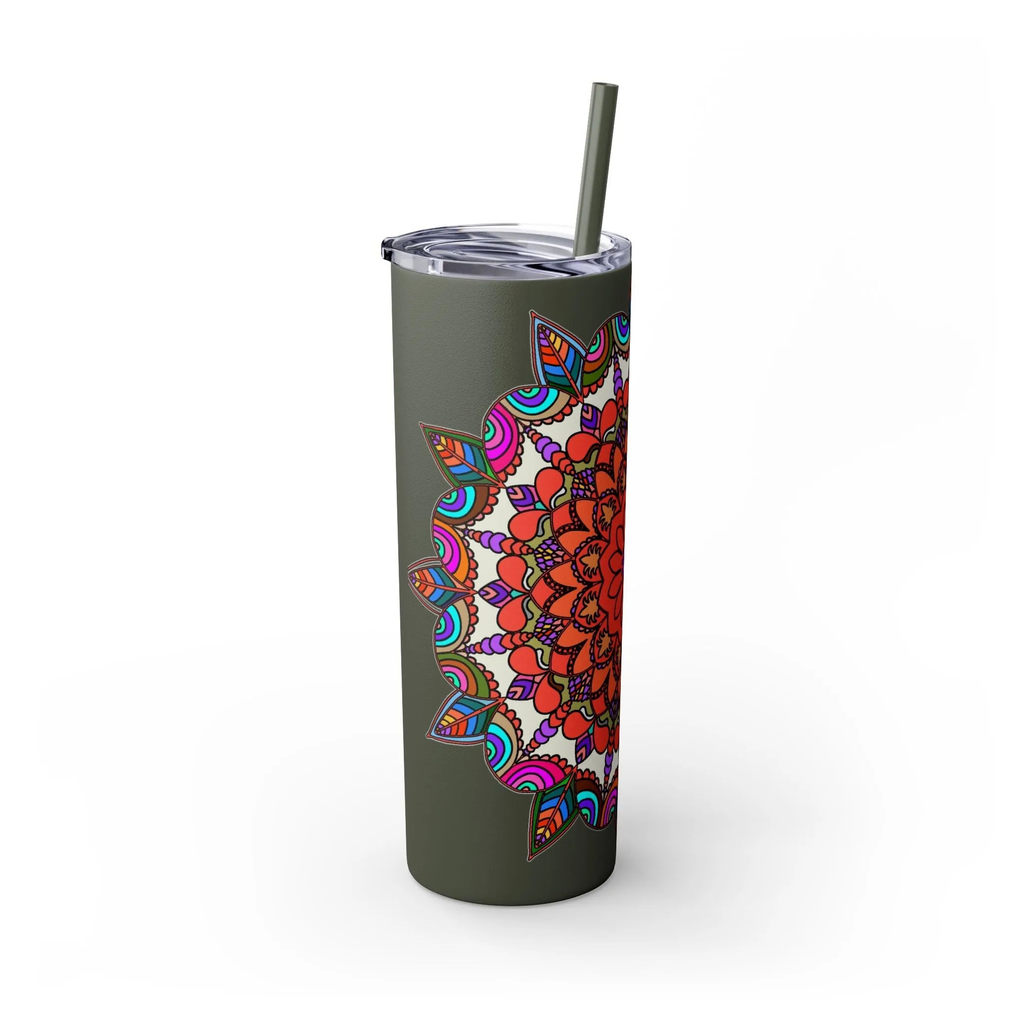 Hand-drawn Mandala Design Skinny Tumbler - Hot/Cold - BPA-Free