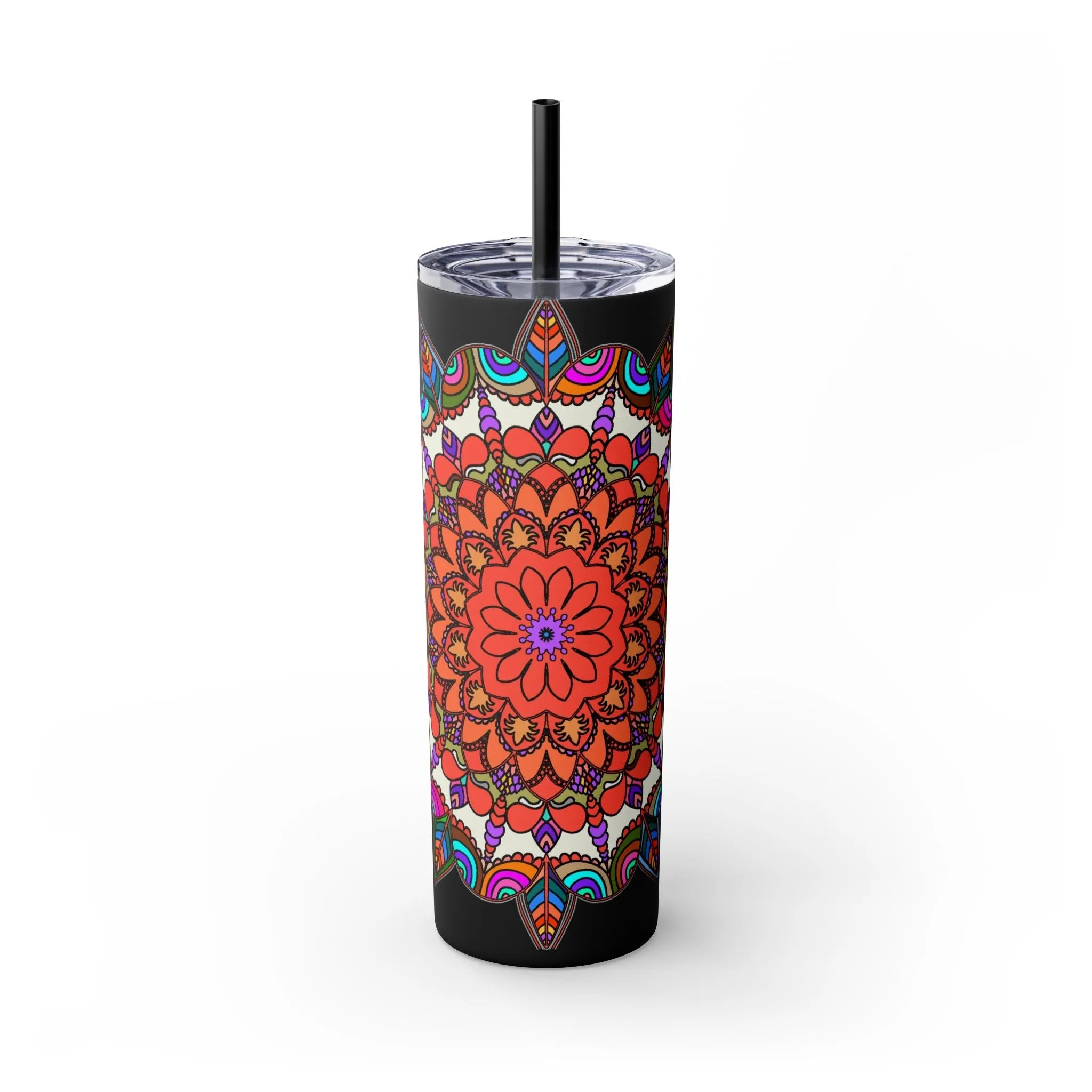Hand-drawn Mandala Design Skinny Tumbler - Hot/Cold - BPA-Free