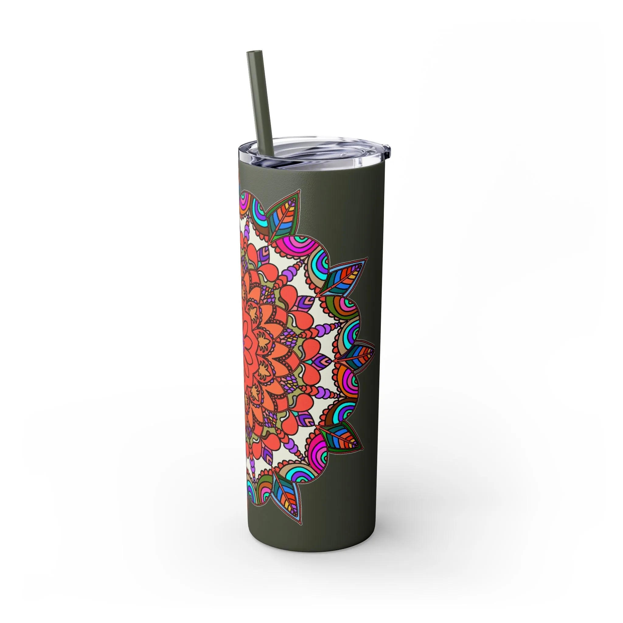 Hand-drawn Mandala Design Skinny Tumbler - Hot/Cold - BPA-Free