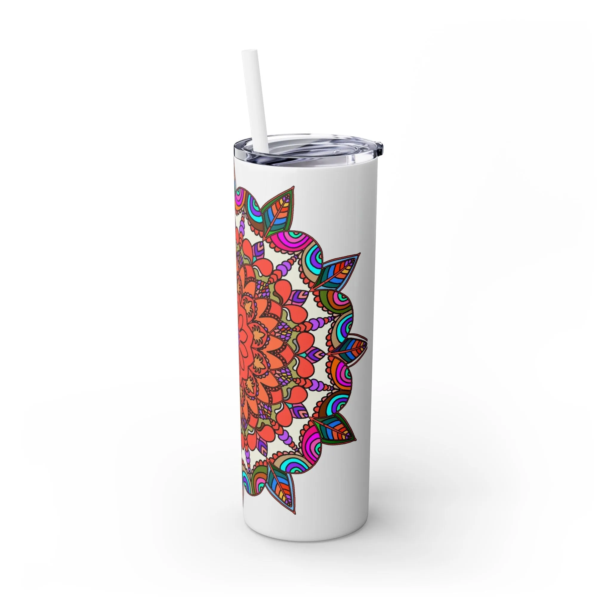 Hand-drawn Mandala Design Skinny Tumbler - Hot/Cold - BPA-Free