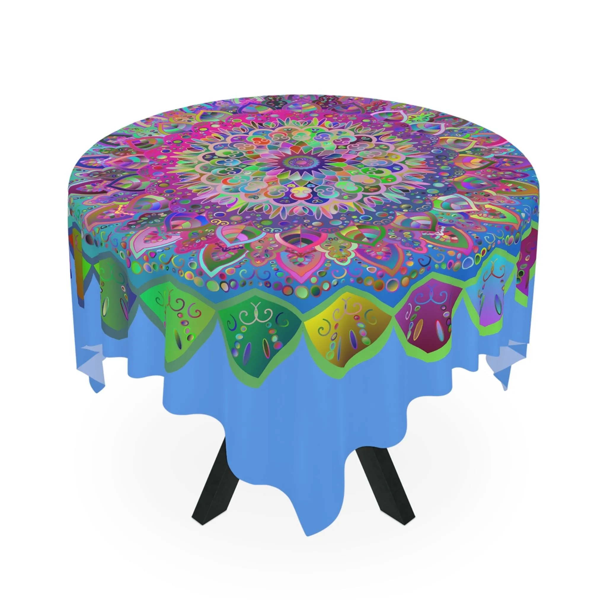 Handmade Mandala Design Tablecloth, Light Blue Square