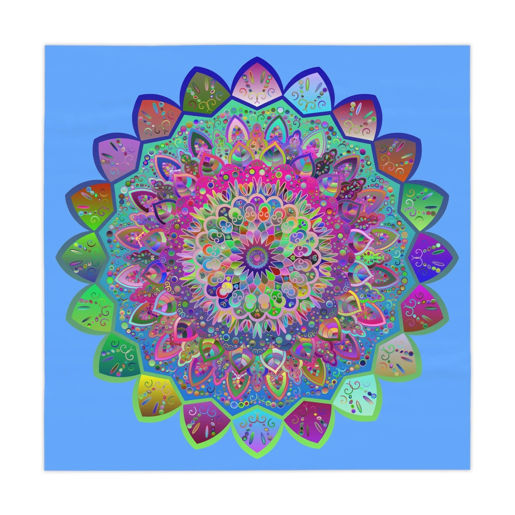 Handmade Mandala Design Tablecloth, Light Blue Square