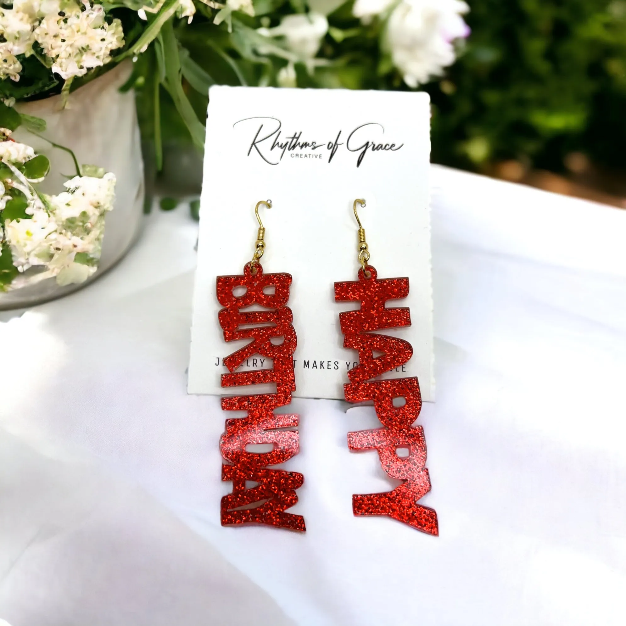 Happy Birthday Earrings - Birthday Accessories, Birthday Queen, Birthday Girl Earrings, Happy Birthday