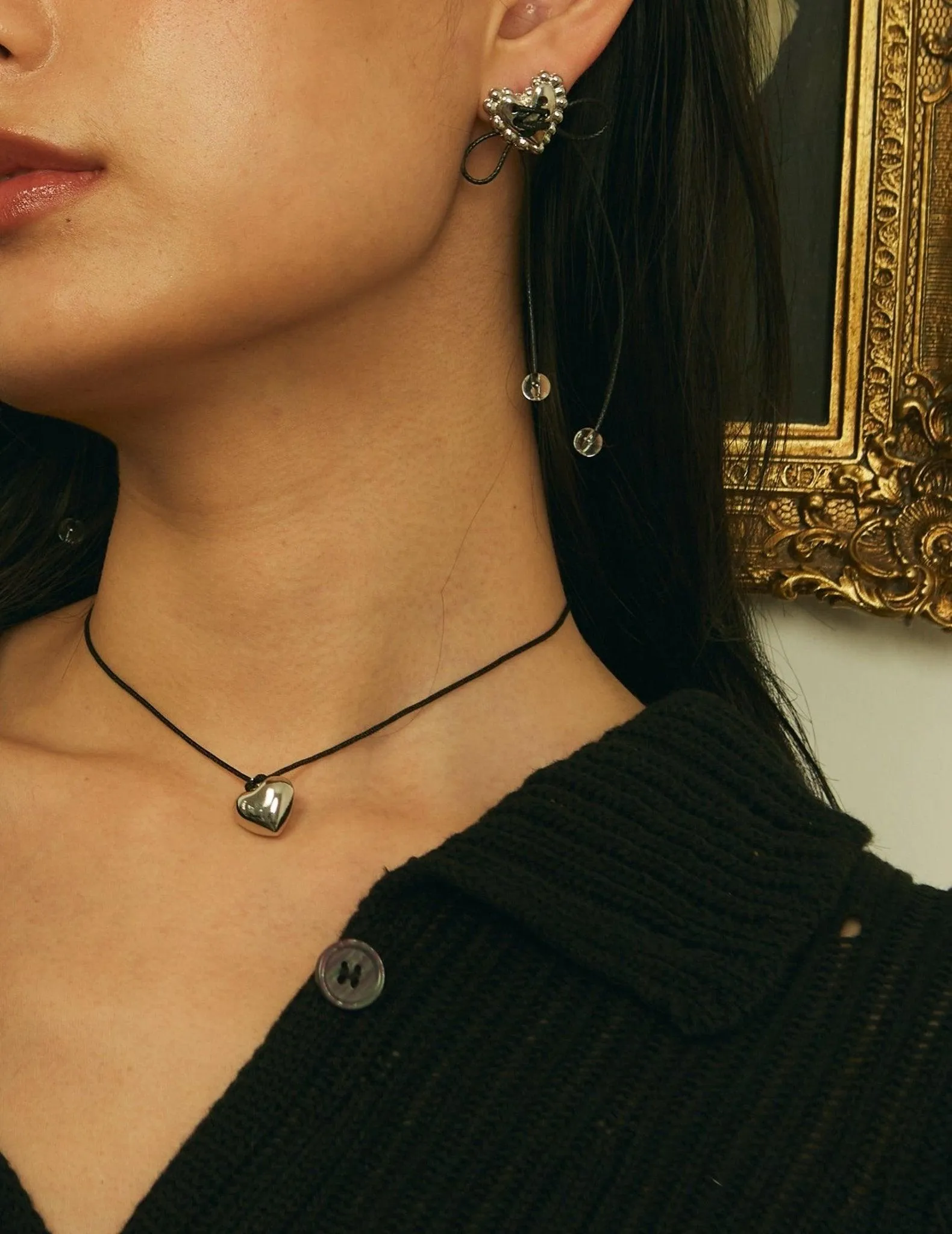 Heart Cord Necklace in Gold
