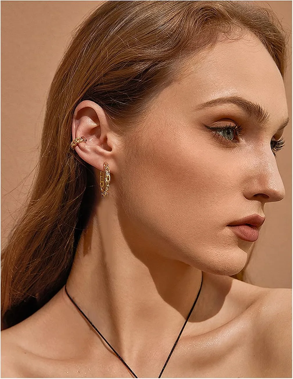 Hoop Earrings for Women - Chain Hoop Earrings Gold/White Gold - Link Hoop Stud Earrings