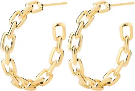 Hoop Earrings for Women - Chain Hoop Earrings Gold/White Gold - Link Hoop Stud Earrings