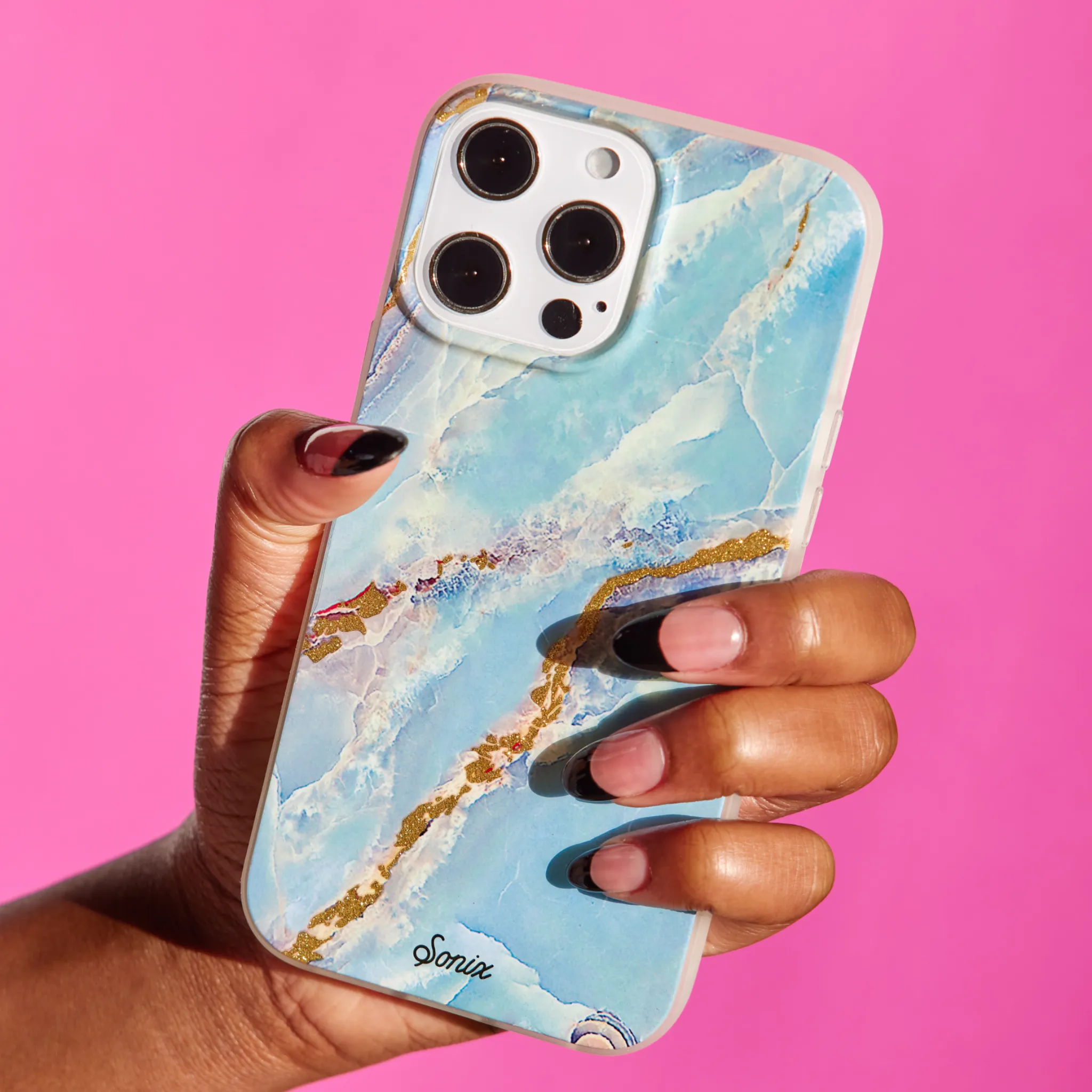 Ice Blue Marble MagSafe® Compatible iPhone Case