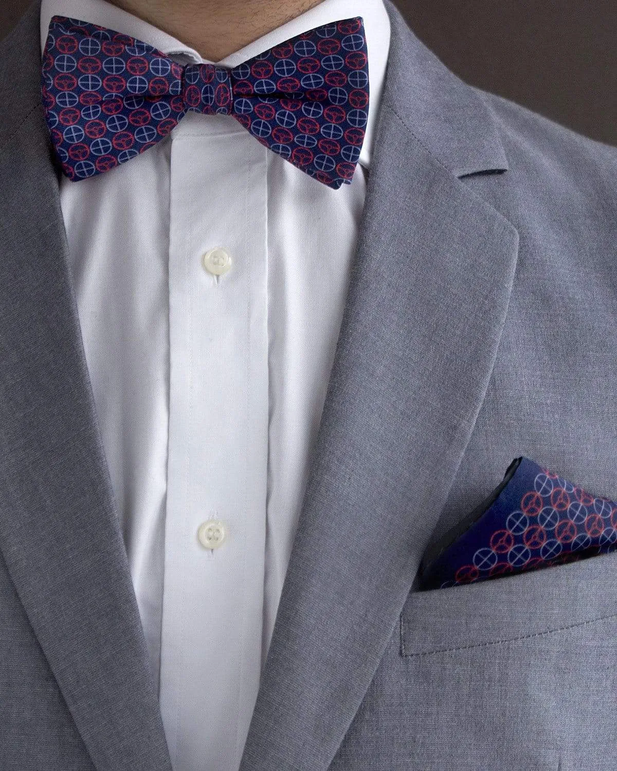 ICON - Silk Bow Tie - Blue/Red