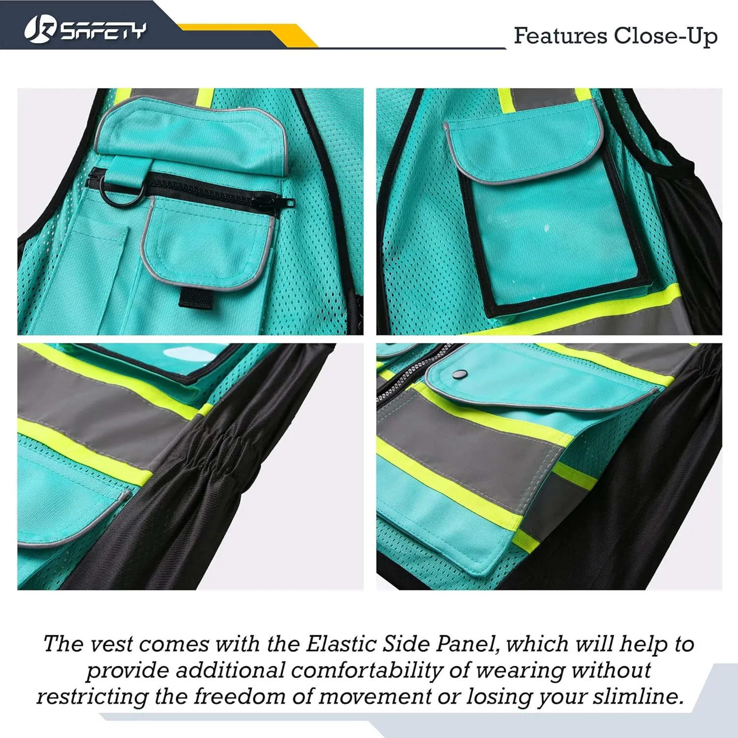 JKSafety Women Hi-Vis Reflective Safety Vest | Neon Color body Sewed Reflective Strips Breathable Lightweight ANSI Compliant