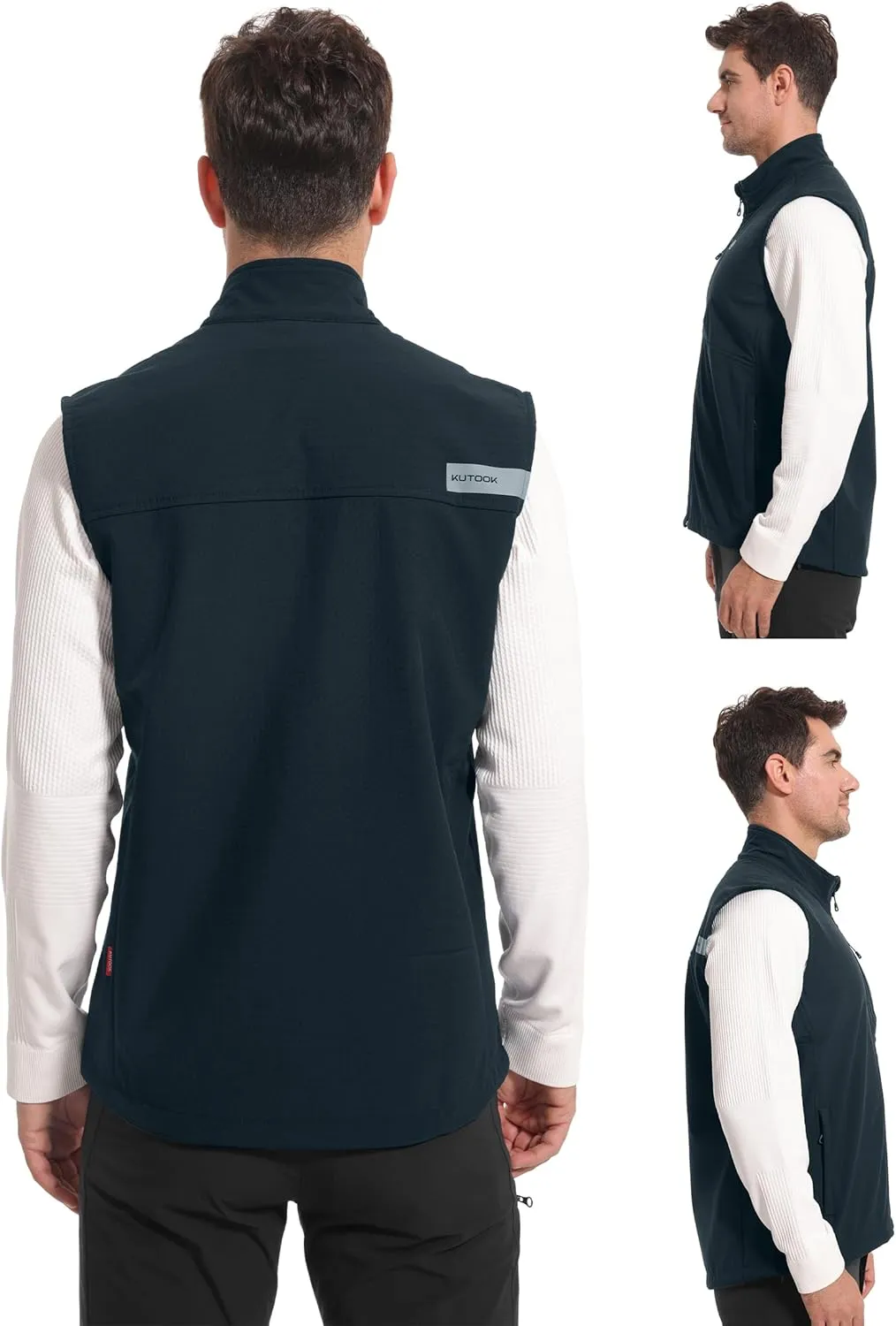 KUTOOK Mens Softshell Sleeveless Jacket Winter Warm Fleece Outerwear Vests for Cycling Golf Hiking