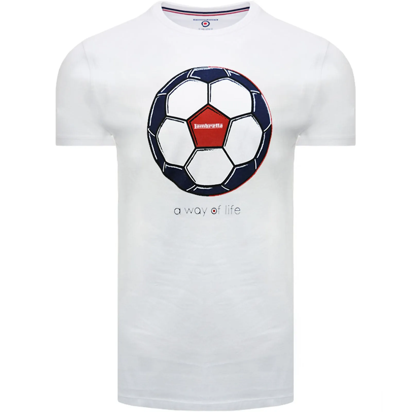 Lambretta Mens Big & Tall King Size Football T-Shirt Tee - White