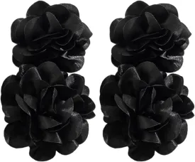Large Flower Statement Earrings Red Fabric Flower Earrings Stud Oversized Exaggerated Dangle Earrings Jewelry for Women