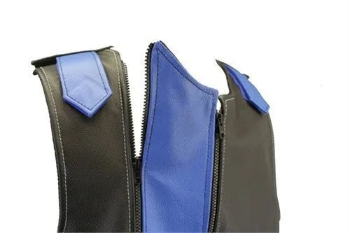 Made in USA Dual Front Zipper Bulletproof Style Leather Biker Vest Black/Gray