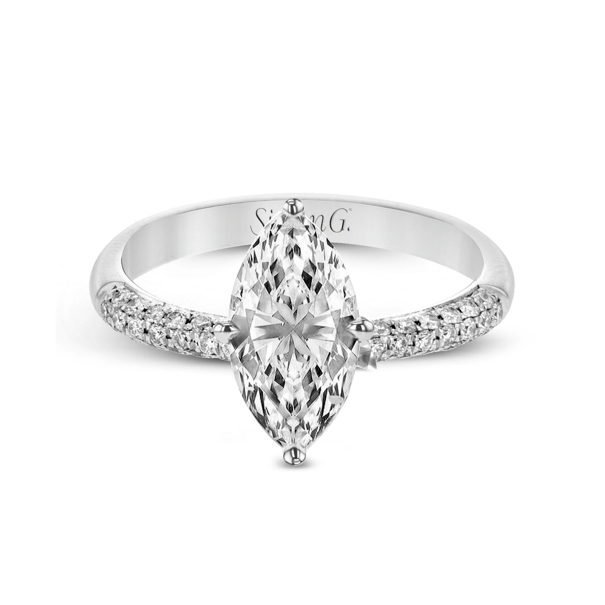Marquise-cut Engagement Ring & Matching Wedding Band in 18k Gold with Diamonds