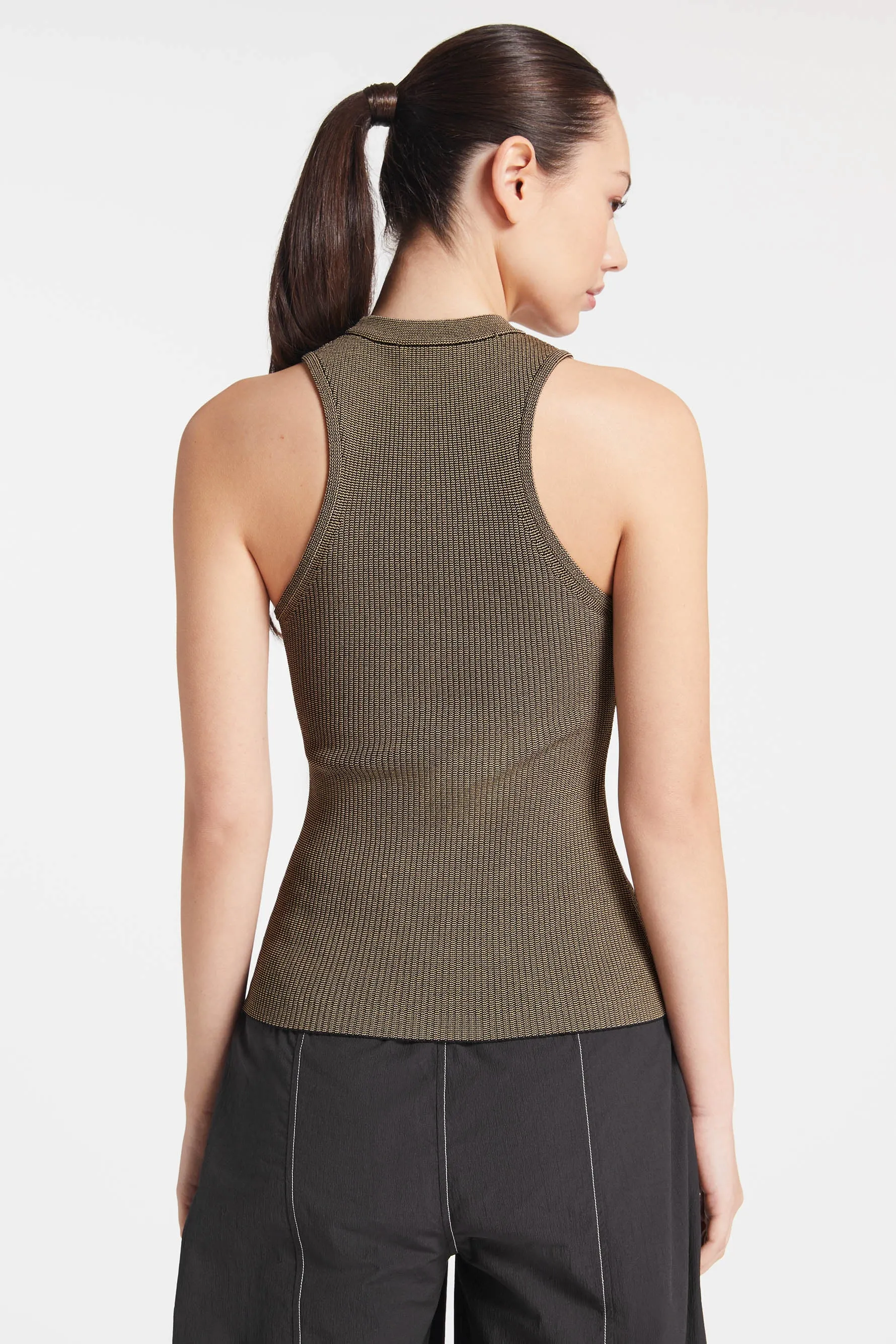 Melange Knit Sleeveless Top - Safari