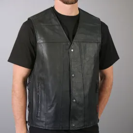 Men's Concealed Carry Leather Vest w/ Lace Up Sides, VSM1023-HL