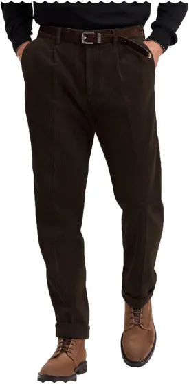 Men's Cotton Corduroy Pant Classic Fit Flat Front Dress Trousers