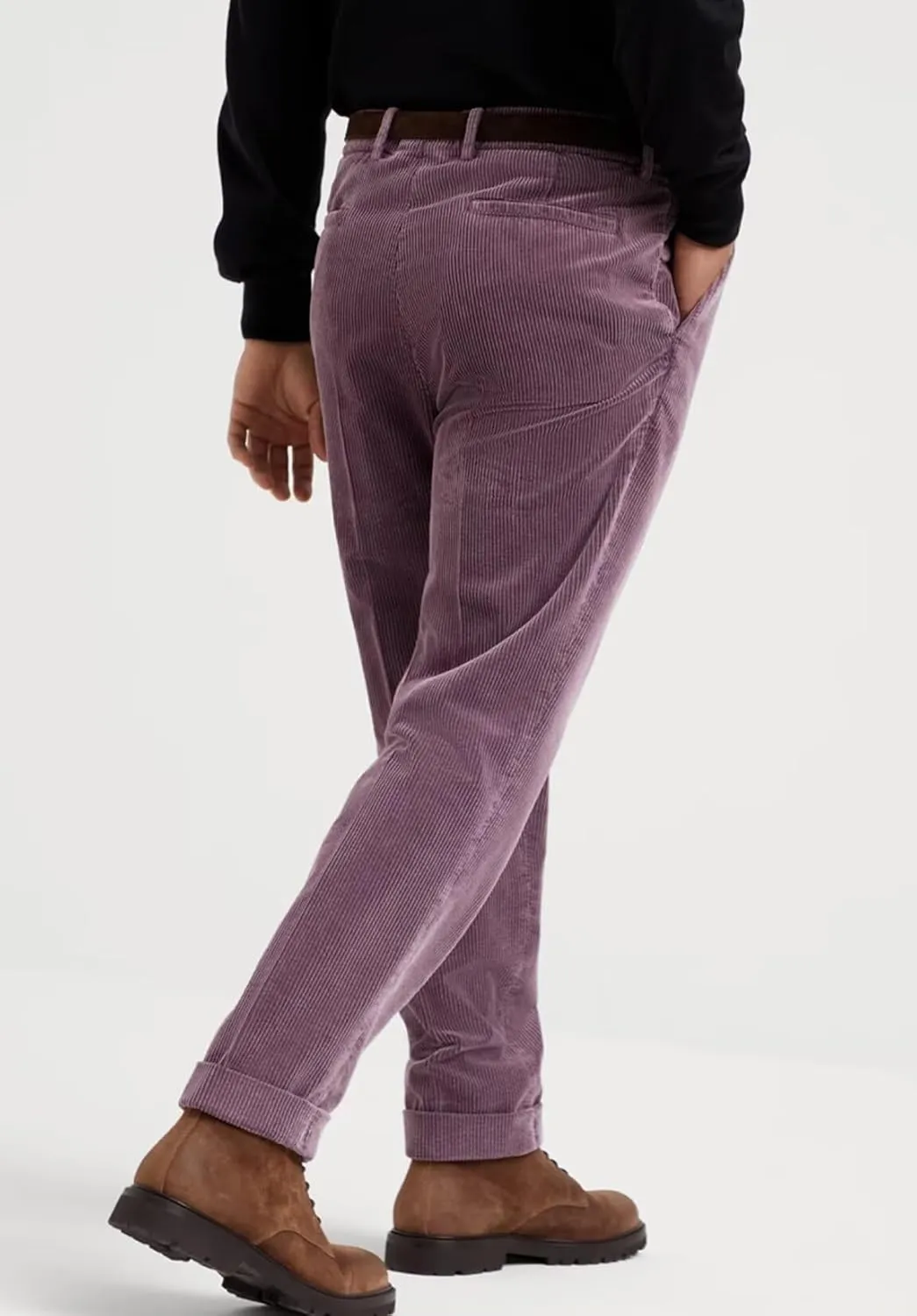 Men's Cotton Corduroy Pant Classic Fit Flat Front Dress Trousers