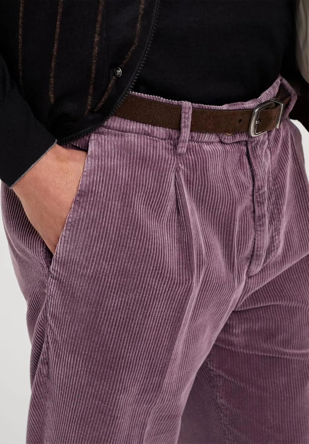 Men's Cotton Corduroy Pant Classic Fit Flat Front Dress Trousers