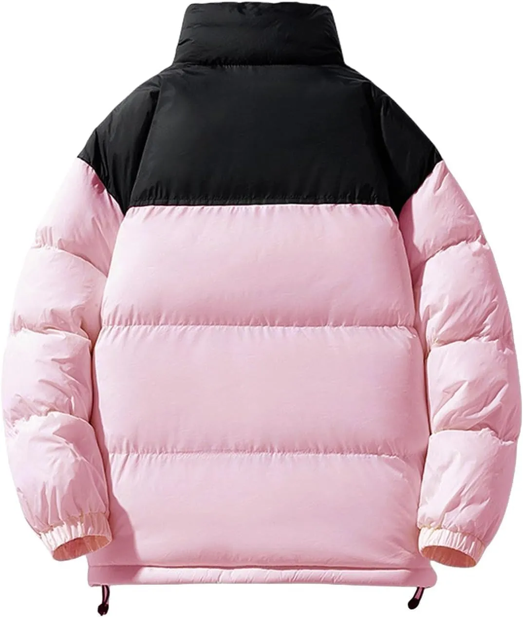 Men's Puffer Jacket Thickened Winter Warm Coat Stand Collar Color Block Zip Up Jacket Ski Bubble Coat Pockets