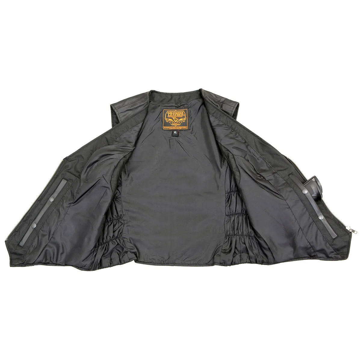 Milwaukee Leather SH1288 Women's Black Leather Deep V-Neck Motorcycle