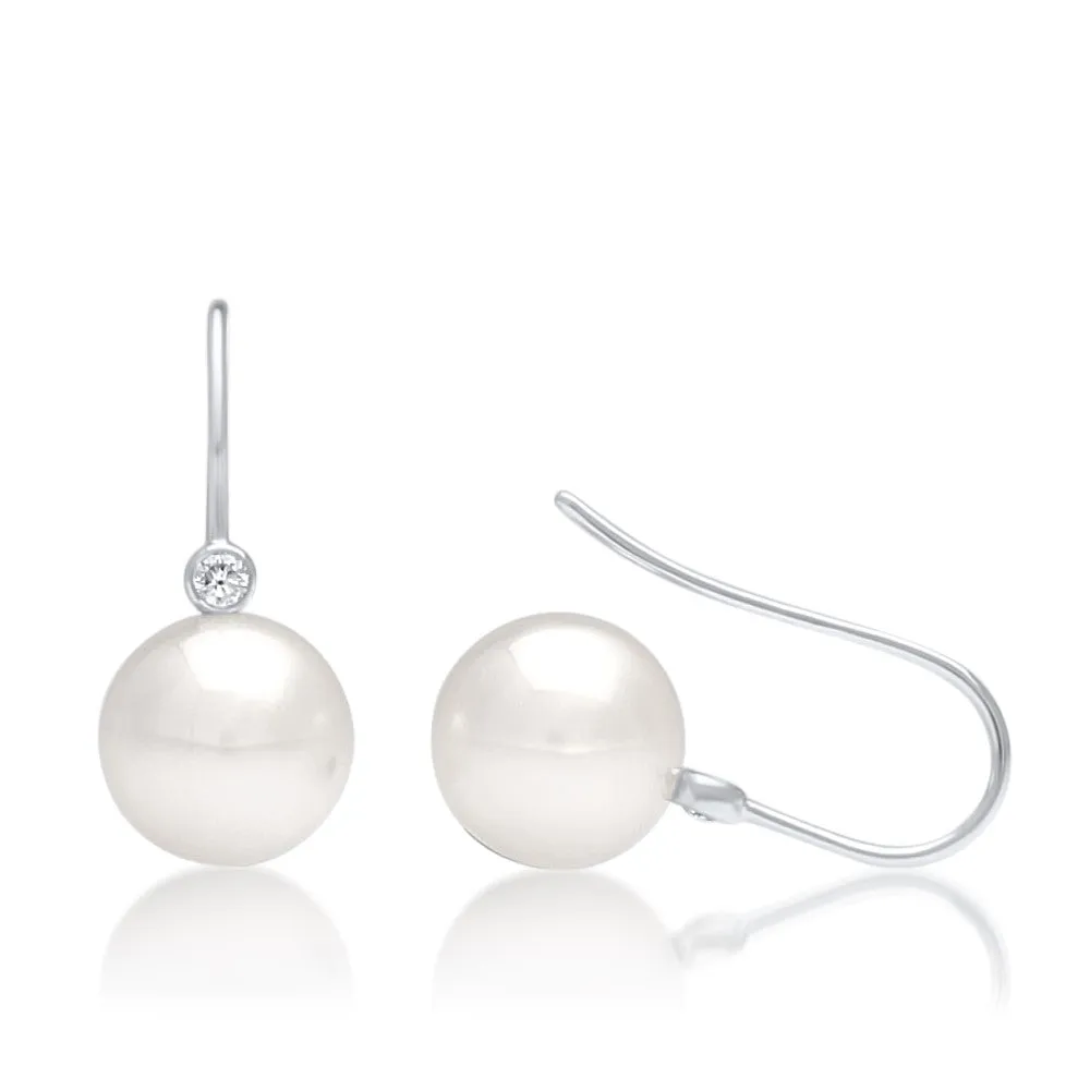 Nivea Hooks Australian South Sea Cygnet Bay Round 10.5mm A3 Diamonds 2=0.13ct H/SI 9ct Yellow Gold