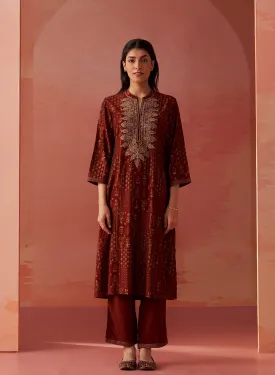 Nyla Maroon Printed Viscose Co-ord Set for Women