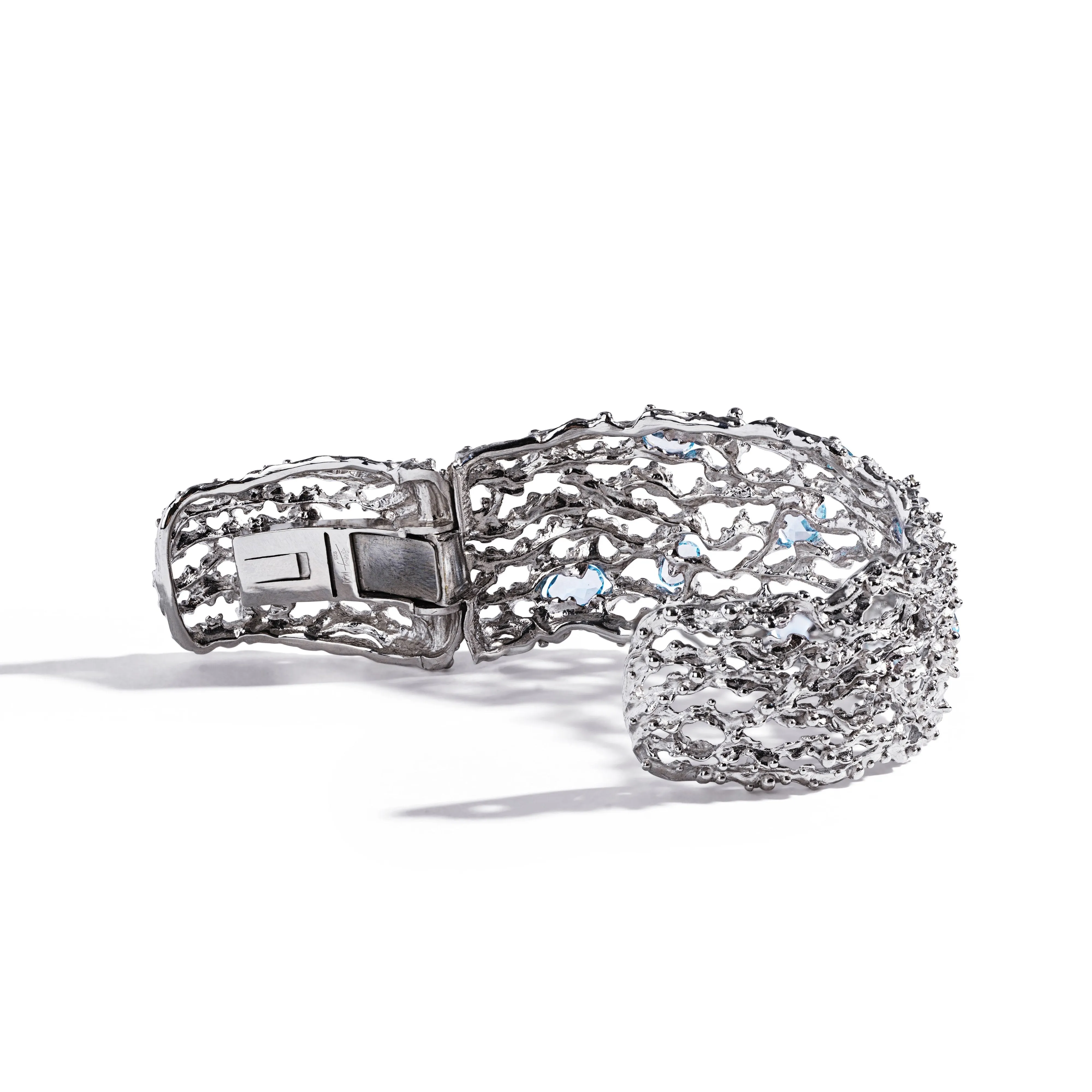 Ocean Cuff Bracelet with Blue Topaz and Diamonds