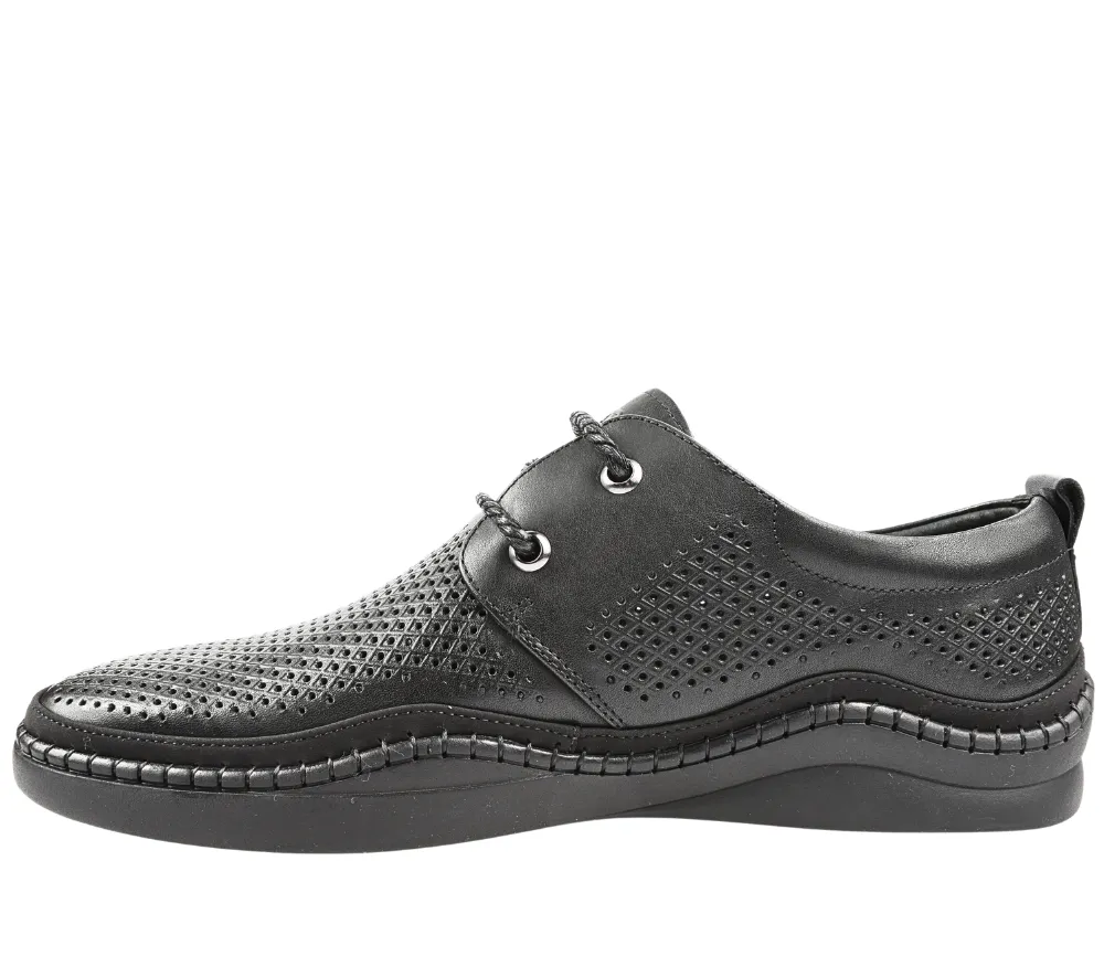 Pantofi casual, barbati, OTTER, E640004A negru, piele naturala
