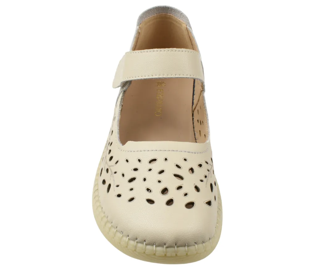 Pantofi casual, dama, STEPHANO, 2822 crem, piele naturala