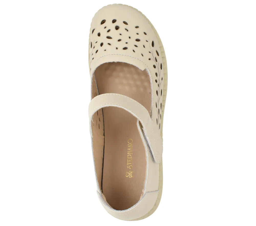 Pantofi casual, dama, STEPHANO, 2822 crem, piele naturala