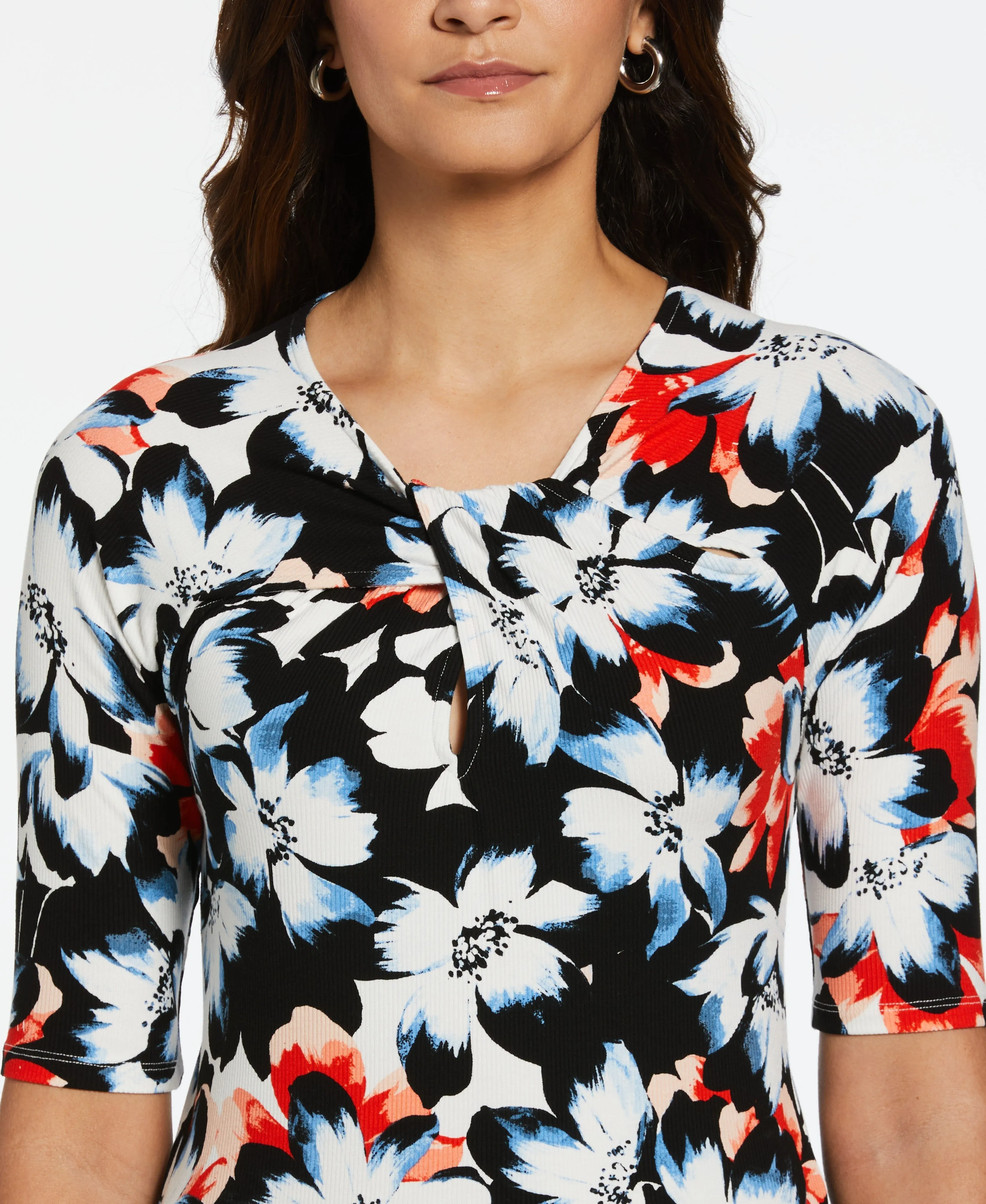 Petite Floral Elbow Sleeve Top