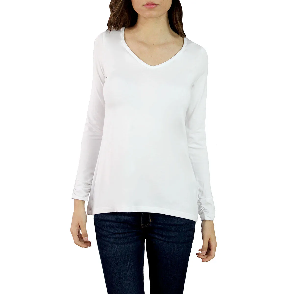 Pima Cotton Hi-Low V-Neck Tee