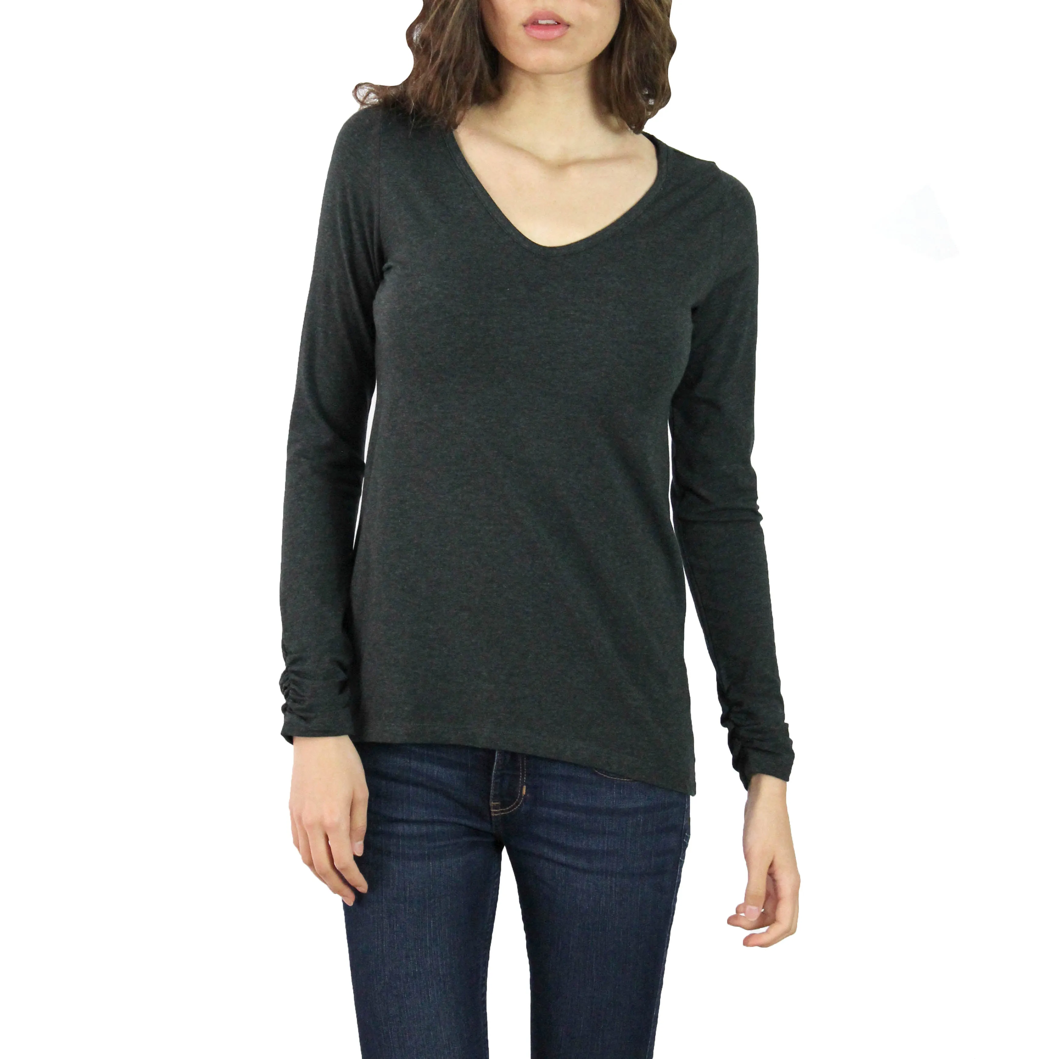 Pima Cotton Hi-Low V-Neck Tee