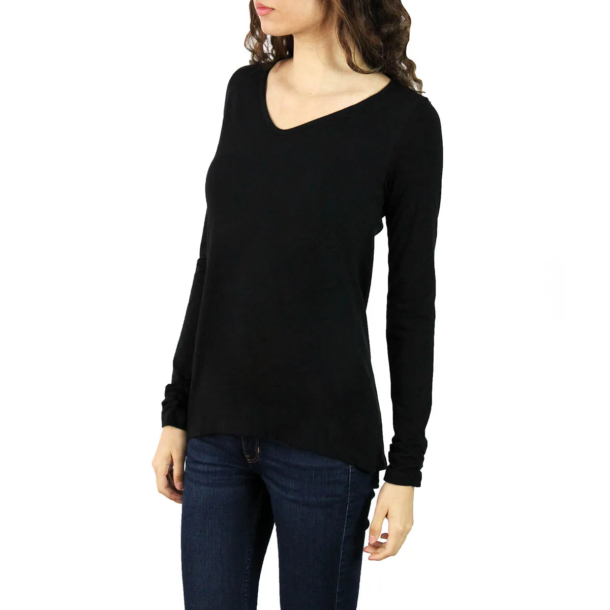 Pima Cotton Hi-Low V-Neck Tee