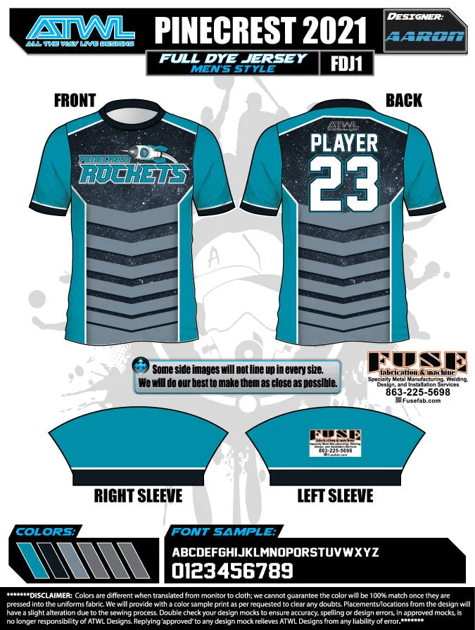 Pinecrest Spring  2022 Mens Full dye team jerseys