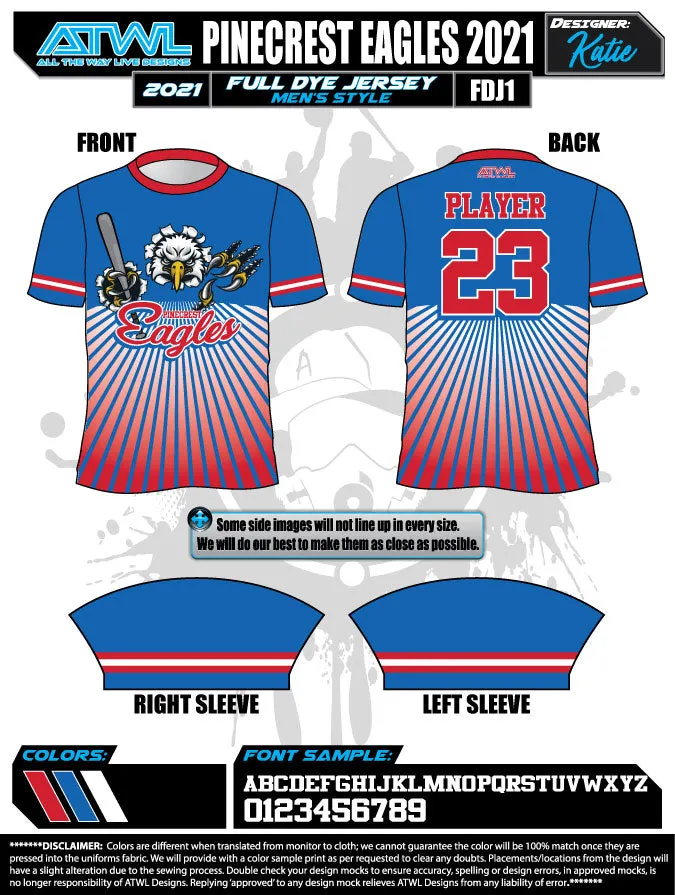 Pinecrest Spring  2022 Mens Full dye team jerseys