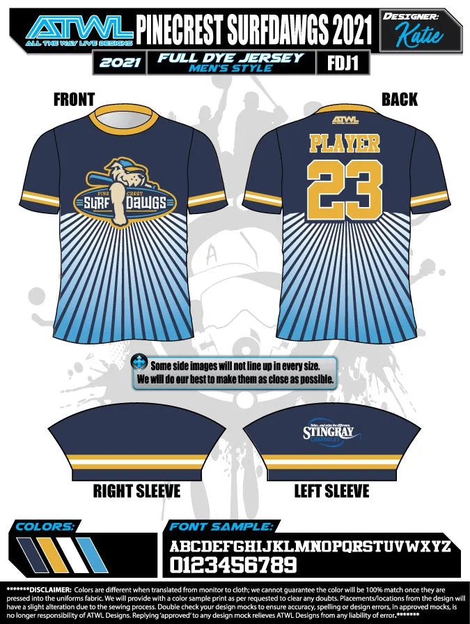 Pinecrest Spring  2022 Mens Full dye team jerseys