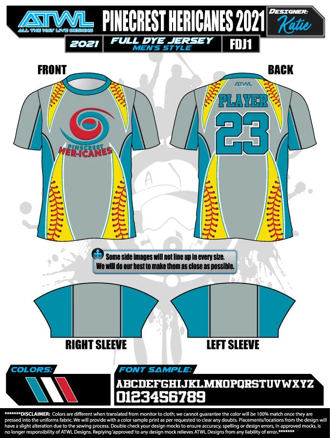 Pinecrest Spring  2022 Mens Full dye team jerseys