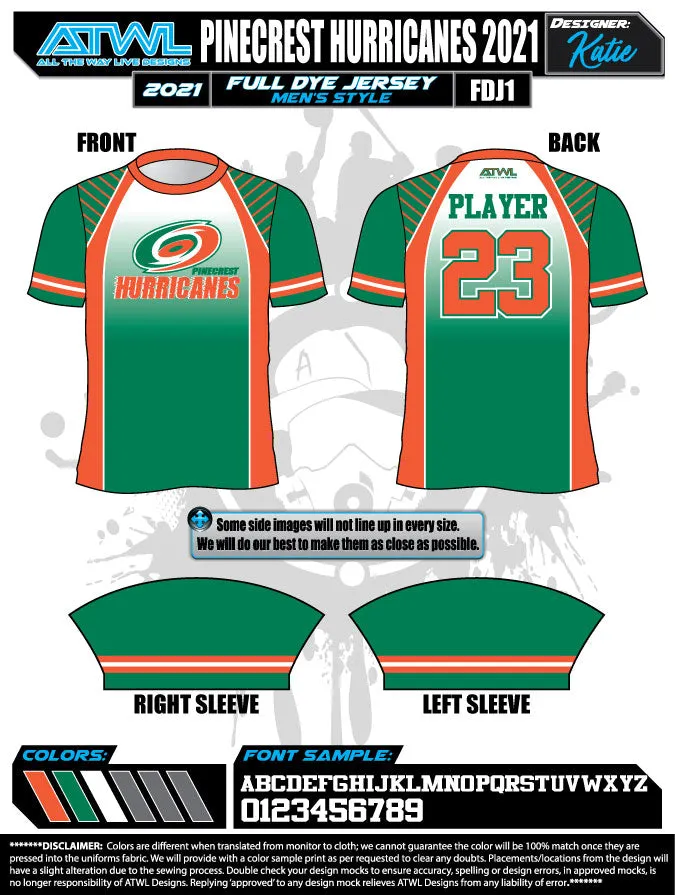 Pinecrest Spring  2022 Mens Full dye team jerseys