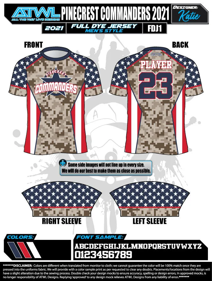 Pinecrest Spring  2022 Mens Full dye team jerseys
