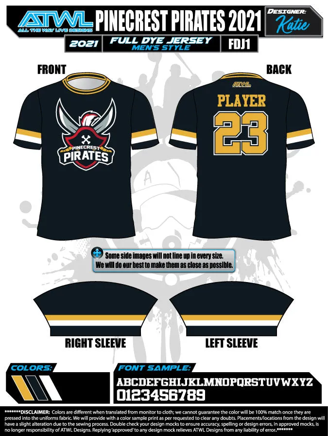 Pinecrest Spring  2022 Mens Full dye team jerseys