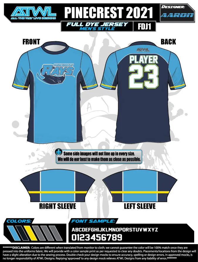 Pinecrest Spring  2022 Mens Full dye team jerseys