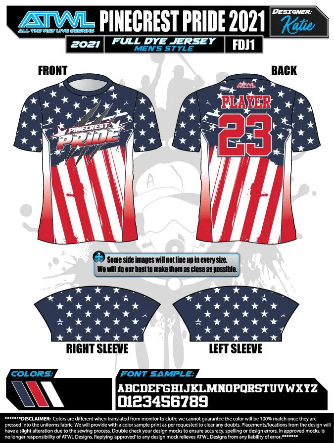 Pinecrest Spring  2022 Mens Full dye team jerseys