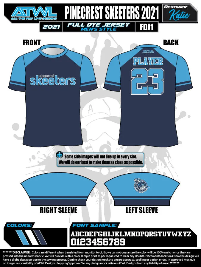Pinecrest Spring  2022 Mens Full dye team jerseys